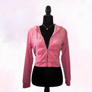 Pink Velour Zip-Up Hoodie By Bebe